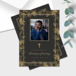 Say goodbye to your loved one with dignity and grace with the Vine Funeral Program Template Flat from The Company Name. With a faux gold vine and frame, as well as a photo of your loved one